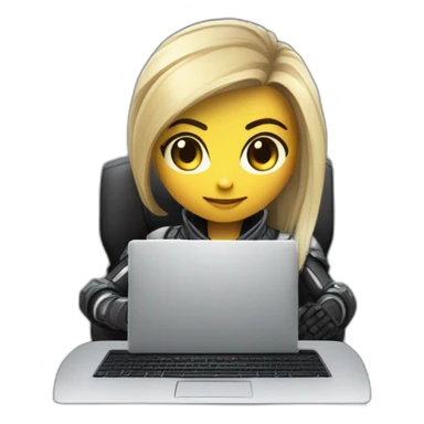 Girl developer behind his laptop with this style : Crytek Crysis Video game with nanosuit character hacker themed character sticker