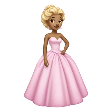 Princess with pink ballgown and light skin and big blonde hair updo pretty detailed realistic  sticker