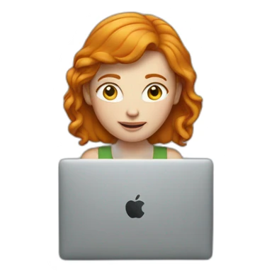 Ginger woman with MacBook sticker
