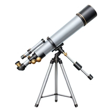 An icon featuring a telescope, stars, and a planet, symbolizing astronomy. The design includes a crescent moon, distant galaxies, and constellations, representing the study of space and celestial bodies. Transparent background highlights the exploration of the universe and cosmic phenomena. sticker