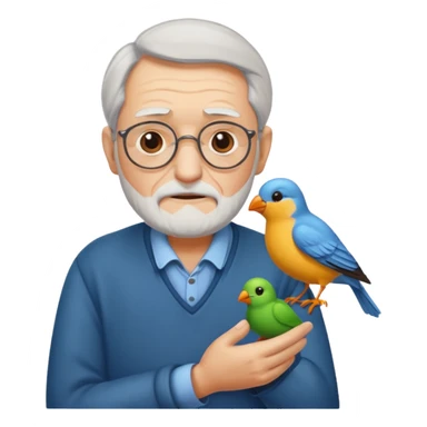 old man with bird sticker