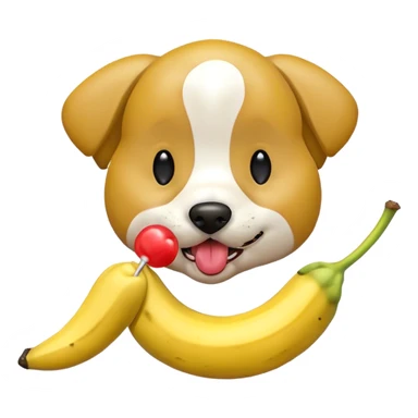 Naughty dog licks a banana shaped lollilop sticker