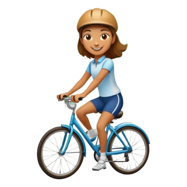 Chica en bicicleta en el parque de una ciudad
 sticker