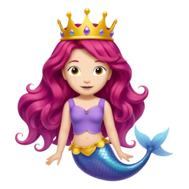 Bubbles the Mermaid from The Wiggles with light skin, long red hair, light lilac outfit, yellow crown sticker