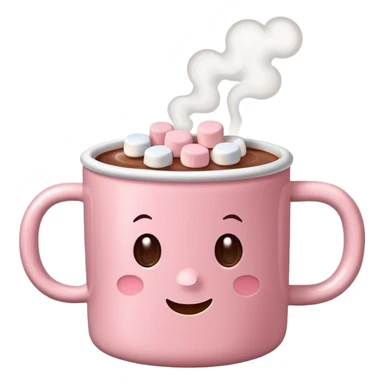 light pink mug with hot chocolate and marshmallows no face sticker