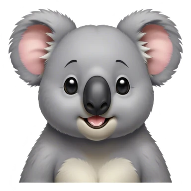 Cinematic Comical Koala Portrait Emoji, Head tilted dramatically with an exaggeratedly amused expression, featuring a quirky grey fur with a comically large black nose and wide, expressive eyes filled with playful disbelief, Simplified yet hilariously expressive features, highly detailed, glowing with a slightly sassy glow, high shine, dramatic yet playful, stylized with an air of cheeky eucalyptus mischief, bright and endearing, soft glowing outline, capturing the essence of a spirited and over‐the‐top koala, so meme‐worthy it feels like it could hug its way into internet fame instantly! sticker