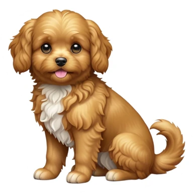 cinematic-[cavoodle dog]-realistic-full-body-sitting-emoji,-tail-resting-loosely-beside-its-paws,-head-tilted-dramatically,-wavy-[golden]-fur,-simplified-yet-realistic-focused-features,-highly-detailed,-glowing-with-an-almost-sarcastic-glow sticker