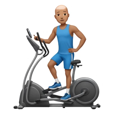 bald African American man on elliptical machine sticker