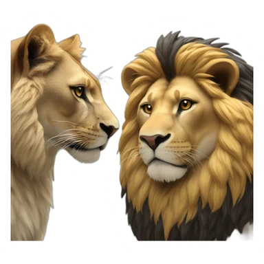 Big Lion and small black cat both pleading eyes sticker