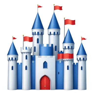 The flag has a yellow background with four horizontal red stripes running across it. In the upper left corner, there is a blue rectangle containing a white, stylized castle with three towers, the middle tower being taller than the others. sticker