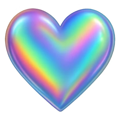heart with a rainbow hologram effect, digital illustration, no background sticker