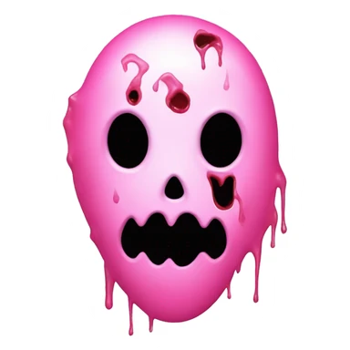 bubblegum pink colored ghost face scream movie mask with blood spatters on it sticker