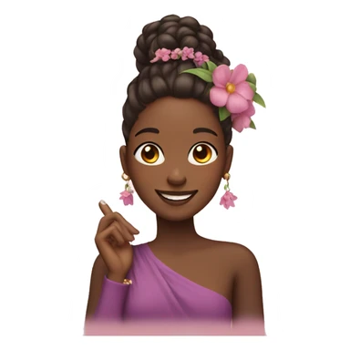 smiling girl with flower earrings with an iphone in her hands sticker