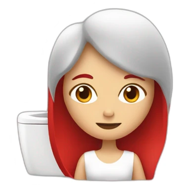 Une femme au cheveux rouge sur des toilettes  sticker