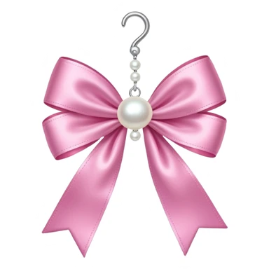Pink bow with hanging pearl sticker