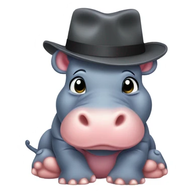 Baby Hippo with hat on sticker