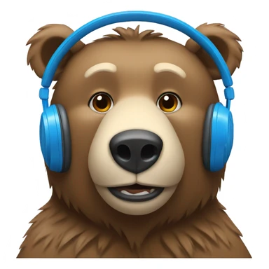 Bear friendly with blue headphones sticker