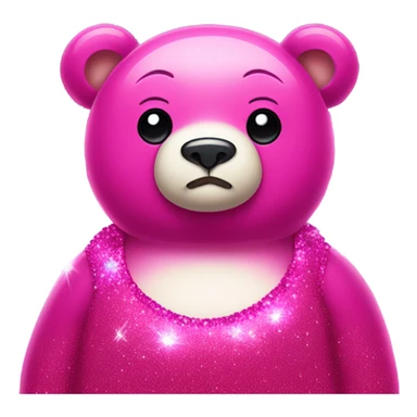 Hot pink sparkly fat bear standing with crystals and glitter  sticker