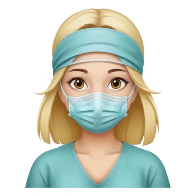 a beautiful girl wearing surgical mask sticker