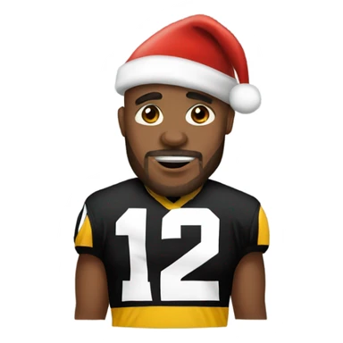 Steelers player in Santa hat sticker