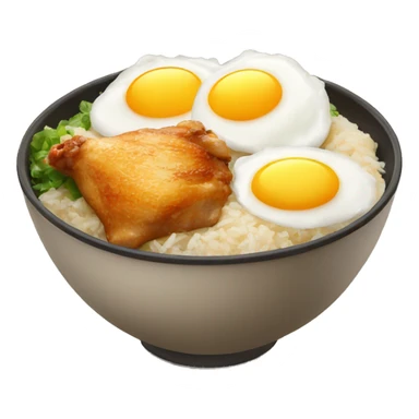 chicken thigh rice bowl with two eggs sticker