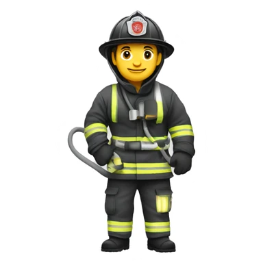 fire fighter, whole body, holding a hose sticker