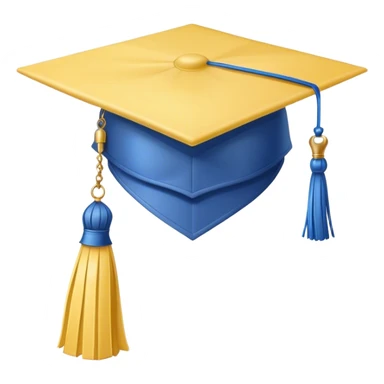 Light yellow graduation cap with blue tassel  sticker