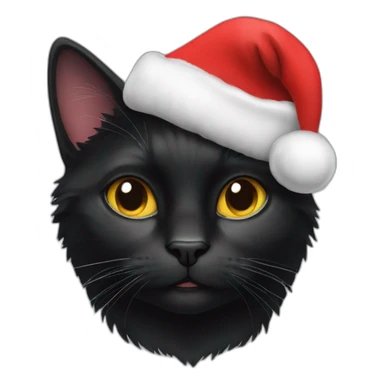 black cat with christmas hat sticker