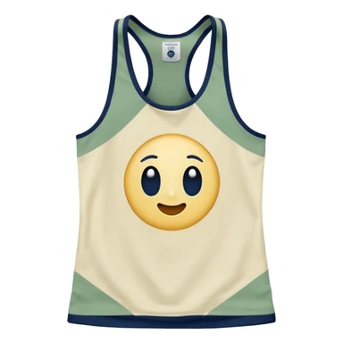 Multiple racerback tank tops, one cream one cream one sage green one navy blue sticker