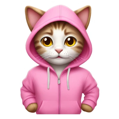 Cute cat wearing a pink hoodie sticker