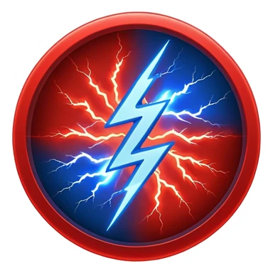 Red and blue lightening in a circle shape with effects sticker