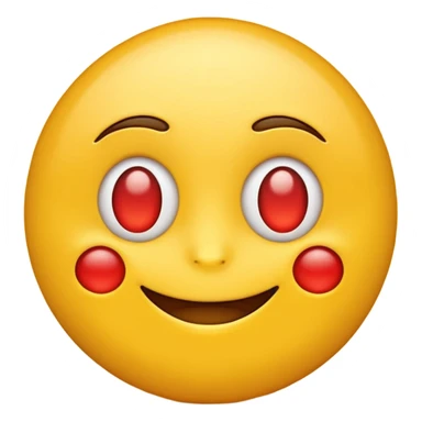yellow emoji with low red eyes with relaxing smile sticker