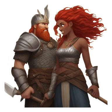 Viking red head beautiful  dragon  queen with a killed Viking solder with a dark man bun laying down on a dragon  sticker