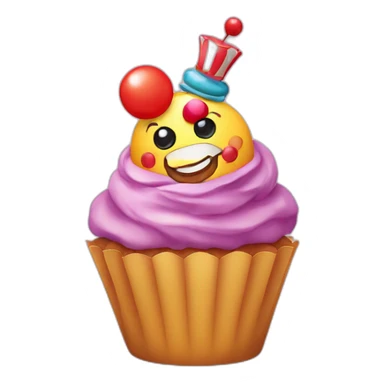 Happy cupcake with a clown sitting on it  sticker