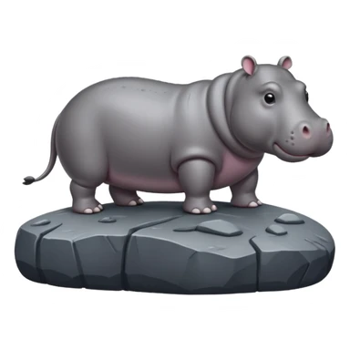 hippo on rock sticker