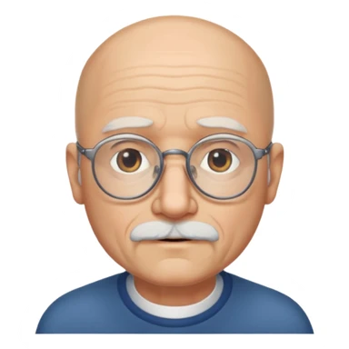 old bald man with short beard and glasses sticker