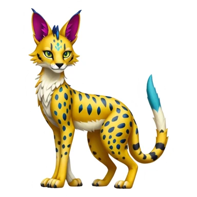 Anthro Epic Edgy Colorful Sergal-Serval-Vernid full body sticker