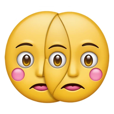 two emojis not happy stuck together no pink cheeks sticker