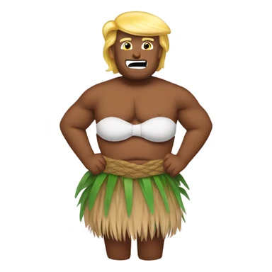Trump wearing a hula skirt and coconut bra sticker