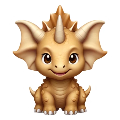 Cinematic Cute Triceratops Portrait Emoji, Head tilted playfully with a gentle smile, featuring a compact, sturdy body with three adorably prominent horns and a charmingly frilled head, Simplified yet irresistibly adorable features, highly detailed, glowing with a warm, inviting earthy glow, high shine, affectionate and lively, stylized with a touch of whimsical dinosaur charm, soft glowing outline, capturing the essence of a mischievous yet endearing Triceratops that seems as if it could trot out of the screen into your arms! sticker