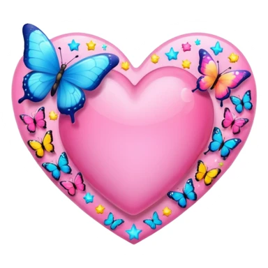 Pink heart with stars and butterflies sticker