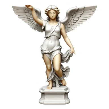 Winged Victory of Samothrace statue with plaster sticker
