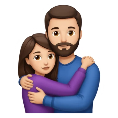 Brunette Man with beard and brunette woman hugging  sticker