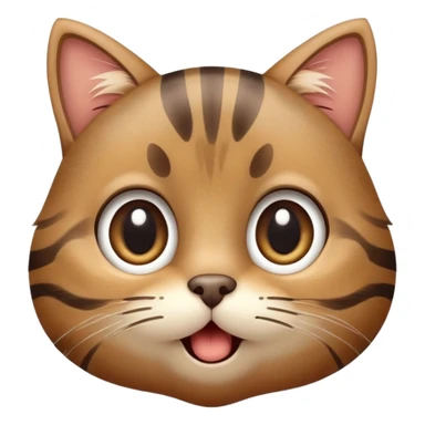 This is a cute young tabby cat with big round eyes, stripy brown fur, and a funny surprised face, sticker