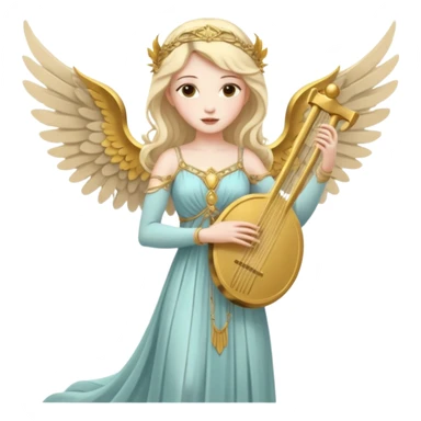 Muse of inspiration with wings and a lyre in her hand sticker