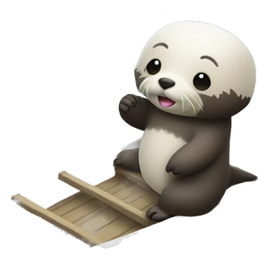 Sea otter with ferry wing listing to music sticker