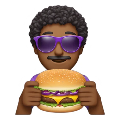 curly-hair-purple-cool-guy-round-star-sunglasses-holding-burger sticker