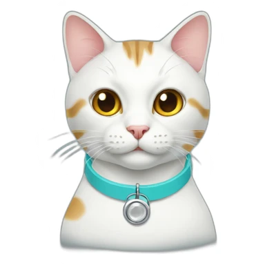 cat wearing a medical collar sticker