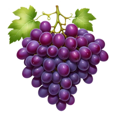 Cinematic glossy purple grapes, plump and dewy, gathered in a beautiful cluster, deep rich hues, ultra-detailed, fresh and juicy, soft glowing light. sticker