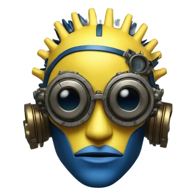 Yellow cyborg head with dark blue steampunk goggles and dark blue Mohawk  sticker
